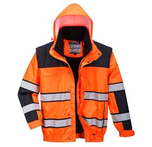 Portwest Hi Vis 3-in-1 Contrast Winter Bomber Jacket XS Orange/Blk