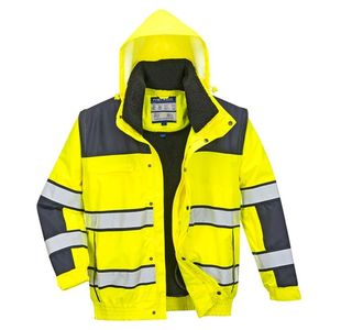 Portwest Hi Vis 3-in-1 Contrast Winter Bomber Jacket L Yellow/Navy