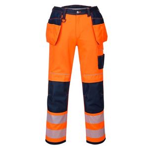 Portwest PW3 Hi Vis Holster Pocket Work Trousers 28 Orange/Navy