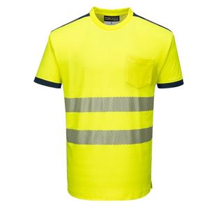 Portwest PW3 Hi Vis Cotton Comfort T-Shirt S/S XL Yellow/Navy