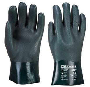Portwest Double Dipped PVC Gauntlet 27cm XL Green (Pack of 12)