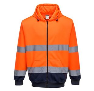 Portwest Hi Vis Contrast Zipped Hoodie 2XL Orange/Navy