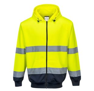 Portwest Hi Vis Contrast Zipped Hoodie 3XL Yellow/Navy