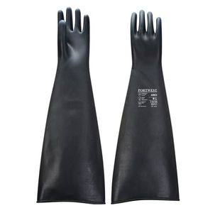 Portwest H/weight Latex Rubber Gauntlet 600mm 2XL Blk (Pack of 12)