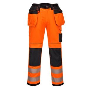 Portwest PW3 Hi Vis Stretch Holster Pocket Trousers 33 Orange/Blk