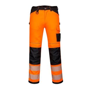 Portwest PW3 Hi Vis Lightweight Stretch Work Trousers 42 Orange/Blk