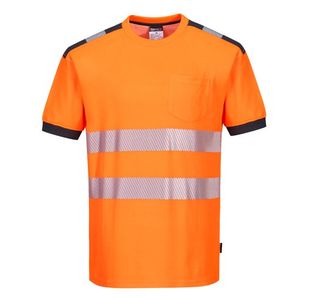 Portwest PW3 Hi Vis Cotton Comfort T-Shirt S/S M Orange/Gry