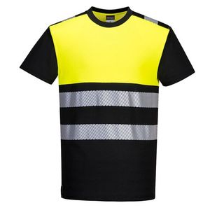 Portwest PW3 Hi Vis Cotton Comfort Class 1 T-Shirt S/S M Blk/Yellow
