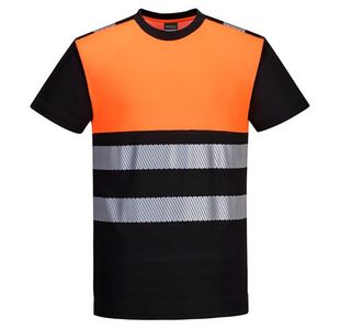 Portwest PW3 Hi Vis Cotton Comfort Class 1 T-Shirt S/S S Blk/Orange