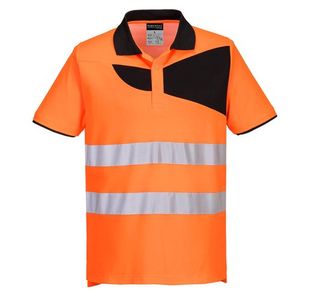 Portwest PW2 Hi Vis Cotton Comfort Polo Shirt S/S M Orange/Blk