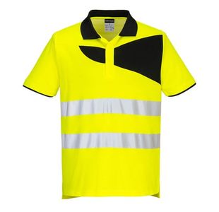 Portwest PW2 Hi Vis Cotton Comfort Polo Shirt S/S S Yellow/Blk