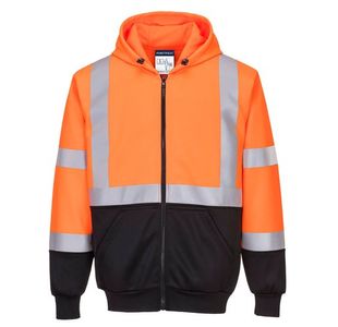 Portwest Hi Vis Contrast Zipped Hoodie 3XL Orange/Blk
