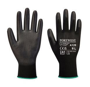 Portwest PU Palm Glove Latex Free Retail Pack L Blk (Pack of 12)