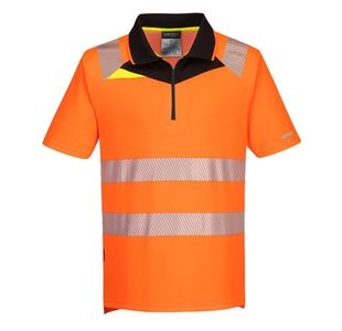 Portwest DX4 Hi Vis Zip Polo Shirt S/S L Orange/Blk