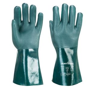 Portwest Double Dipped PVC Gauntlet 35cm L Green (Pack of 12)