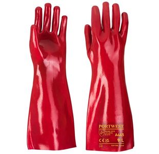 Portwest Grip 12 PVC Gauntlet 45cm XL Red (Pack of 12)