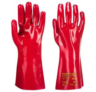 Portwest Grip 12 PVC Gauntlet 35cm XL Red (Pack of 12)