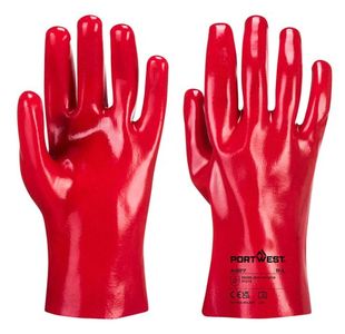 Portwest Grip 12 PVC Gauntlet 27cm XL Red (Pack of 12)