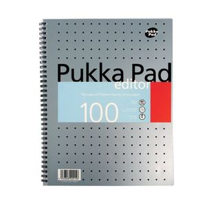 Pukka Pad Ruled Metallic Wirebound Editor Notepad 100 Pages A4 Silver (3 Pack) EM003