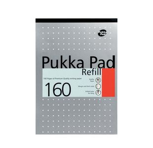 Pukka Pad Ruled Metallic Four-Hole Refill Pad Top Bound 160 Pages A4 (6 Pack) 80/1