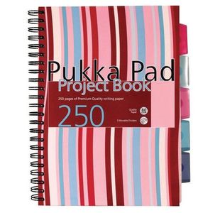 Pukka Pad Stripes Wirebound Hardback Project Notebook 250 Pages A4 Blue/Pink (3 Pack) CBPROBA4