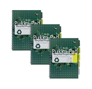 Pukka Pad Recycled Project Book A4 Green (Pack of 3) 6050-REC