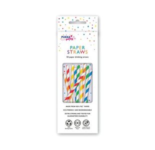 Pukka Party Striped Drinking Straws Assorted (Pack of 50) PTY578