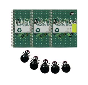 Pukka Recycled Wirebound Notebook A5 (Pack of 3) + FOC Halloween Spider Balloon Garland