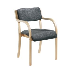 Prague wooden conference chair with double arms - charcoal
