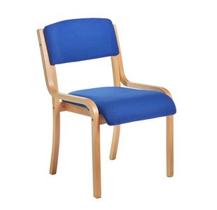 Prague wooden conference chair with no arms - blue