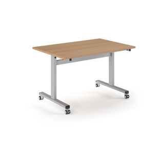 Pro Flip Rectangular Table 1200 x 800, Silver Frame, Beech Top