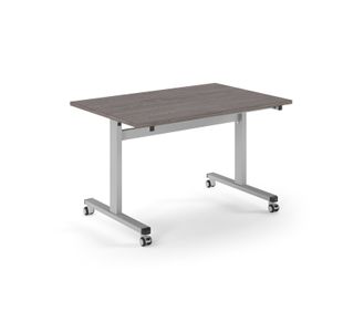 Pro Flip Rectangular Table 1200 x 800, Silver Frame, Grey Oak Top