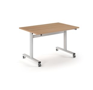 Pro Flip Rectangular Table 1200 x 800, White Frame, Beech Top