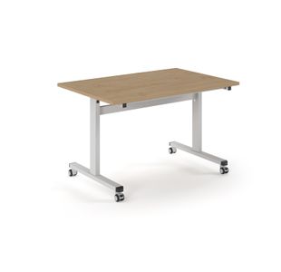 Pro Flip Rectangular Table 1200 x 800, White Frame, Kendal Oak Top