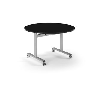 Pro Flip Circular Table 1200 Dia, Silver, Black Top