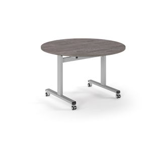 Pro Flip Circular Table 1200 Dia, Silver, Grey Oak Top