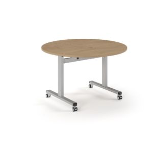 Pro Flip Circular Table 1200 Dia, Silver, Kendal oak Top