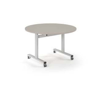 Pro Flip Circular Table 1200 Dia, White, Light Grey Top