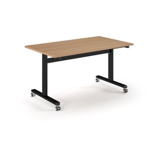 Pro Flip Rectangular Table 1400 x 800, Black Frame, Beech Top