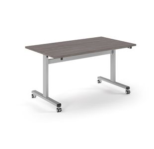 Pro Flip Rectangular Table 1400 x 800, Silver Frame, Grey Oak Top