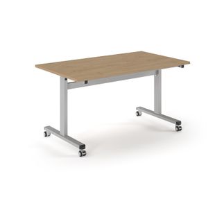Pro Flip Rectangular Table 1400 x 800, Silver Frame, Kendal Oak Top