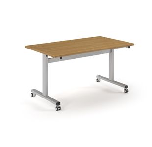 Pro Flip Rectangular Table 1400 x 800, Silver Frame, Oak Top