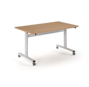 Pro Flip Rectangular Table 1400 x 800, White Frame, Beech Top