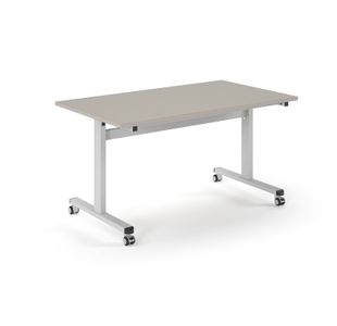 Pro Flip Rectangular Table 1400 x 800, White Frame, Light Grey Top