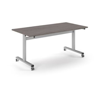 Pro Flip Rectangular Table 1600 x 800, Silver Frame, Grey Oak Top
