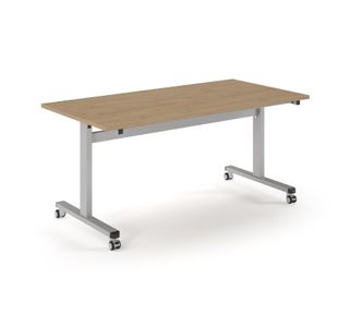 Pro Flip Rectangular Table 1600 x 800, Silver Frame, Kendal Oak Top