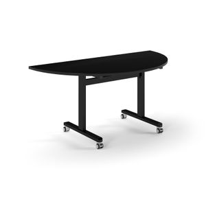 Pro Flip Semi-Circular Table 1600 x 800, Black, Black Top