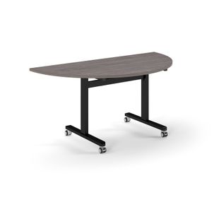 Pro Flip Semi-Circular Table 1600 x 800, Black, Grey Oak Top