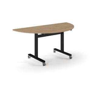 Pro Flip Semi-Circular Table 1600 x 800, Black, Kendal oak Top