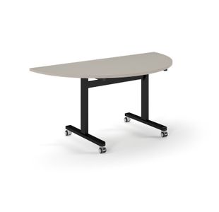 Pro Flip Semi-Circular Table 1600 x 800, Black, Light Grey Top